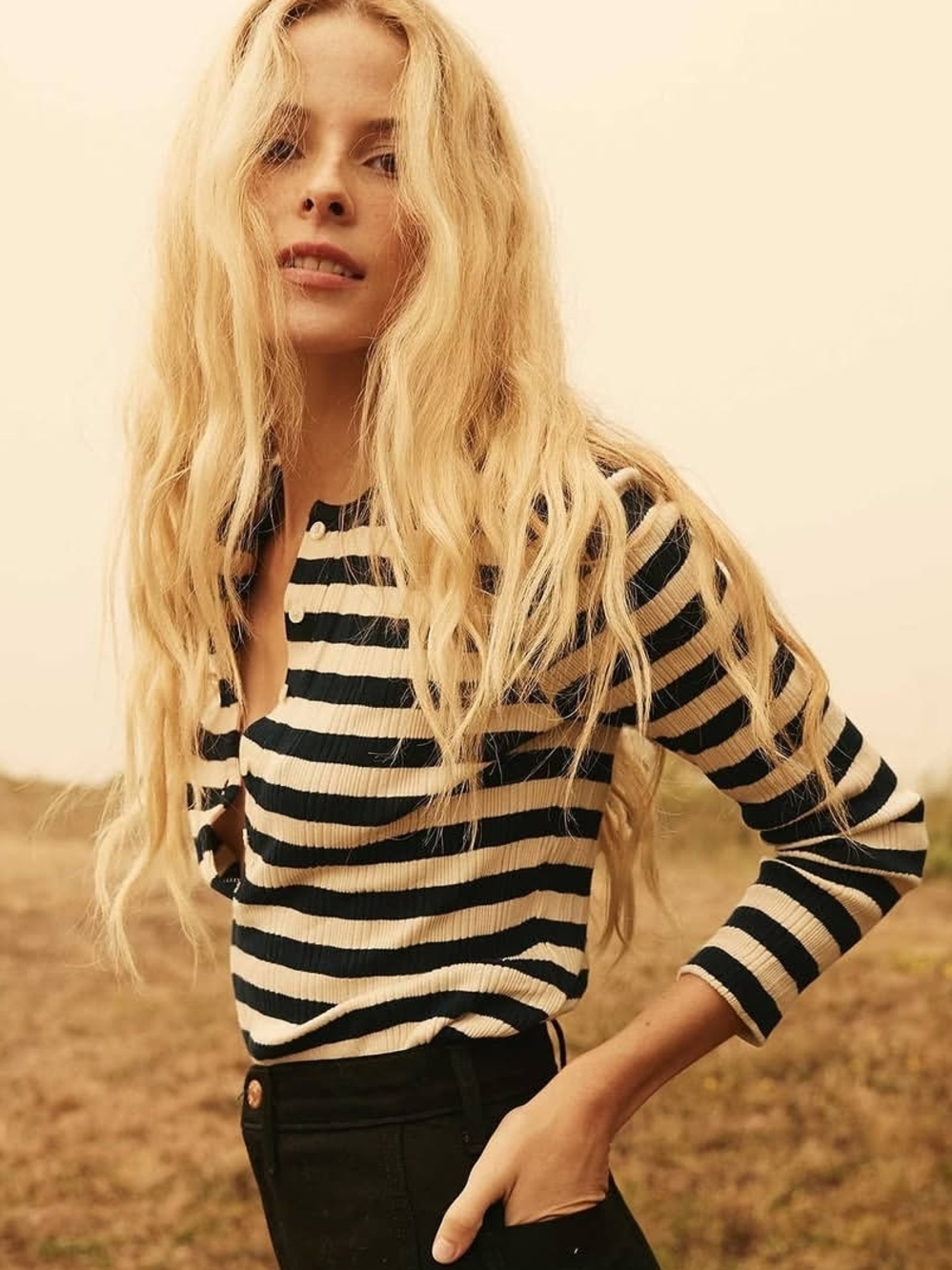 Doen XXS Paola Tee in Navy Stripe